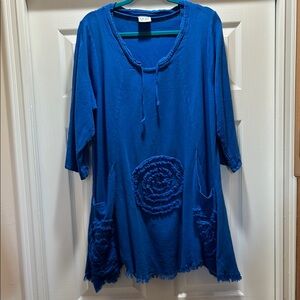Oh My Gauze Circle blouse tunic. Cobalt blue. Size 1